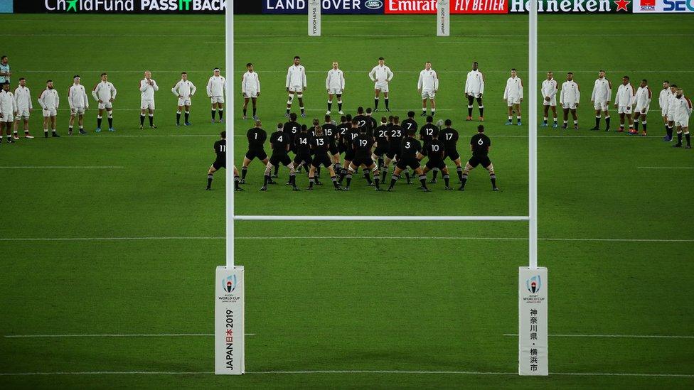 The England team face The Haka