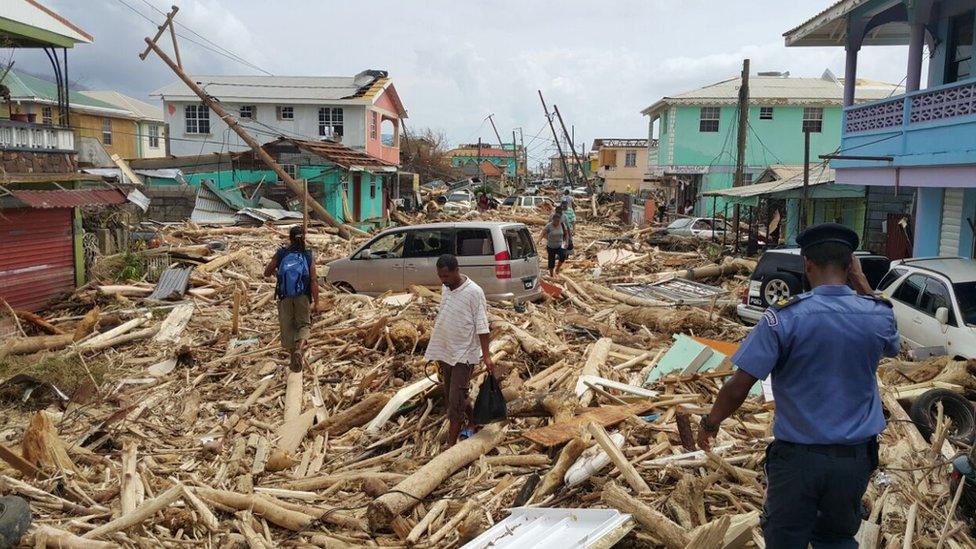 Views of the destruction caused by Hurricane Maria in Roseau, Dominica.