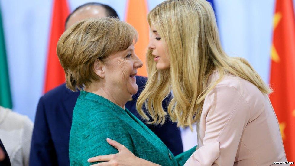 Ivanka Trump and Angela Merkel