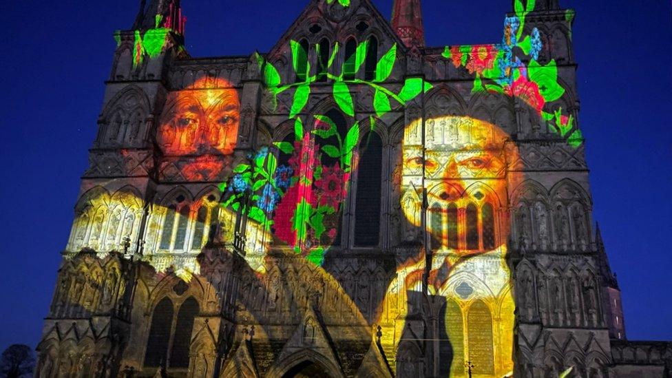 Projections on the outside of the Cathedral