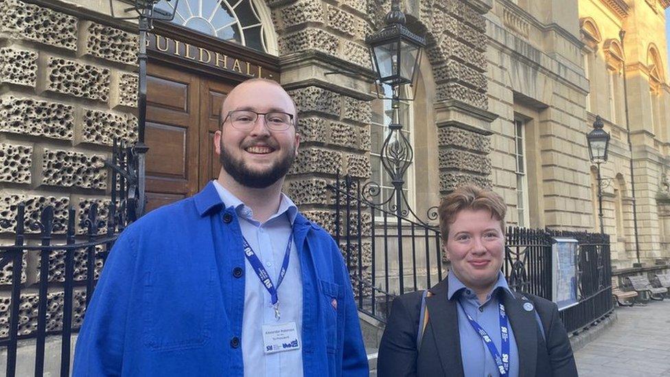 University of Bath student union President Alexander Robinson (left) with community officer Blake Walker