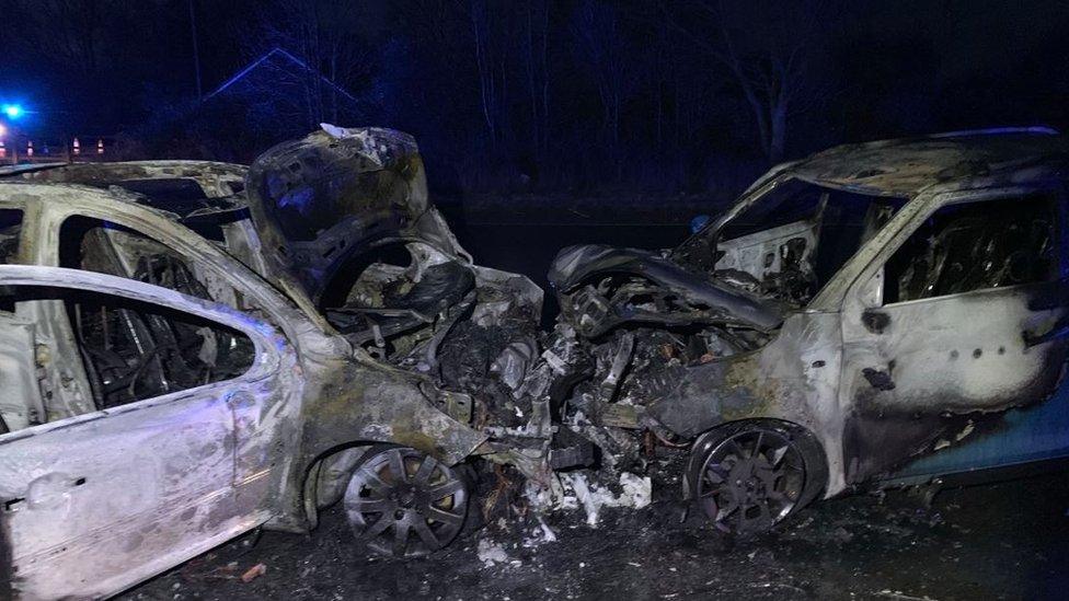 Cars after a fire