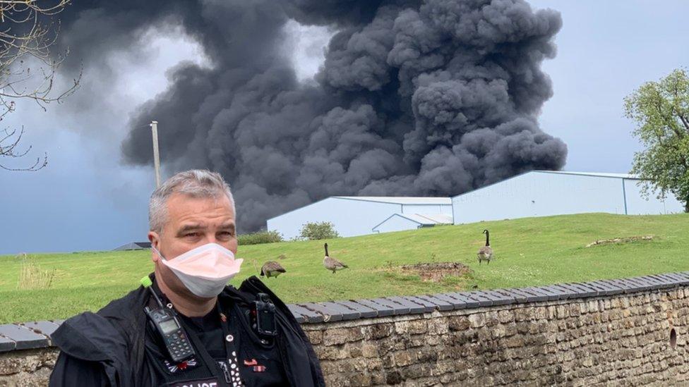 Police officer at Sywell fire