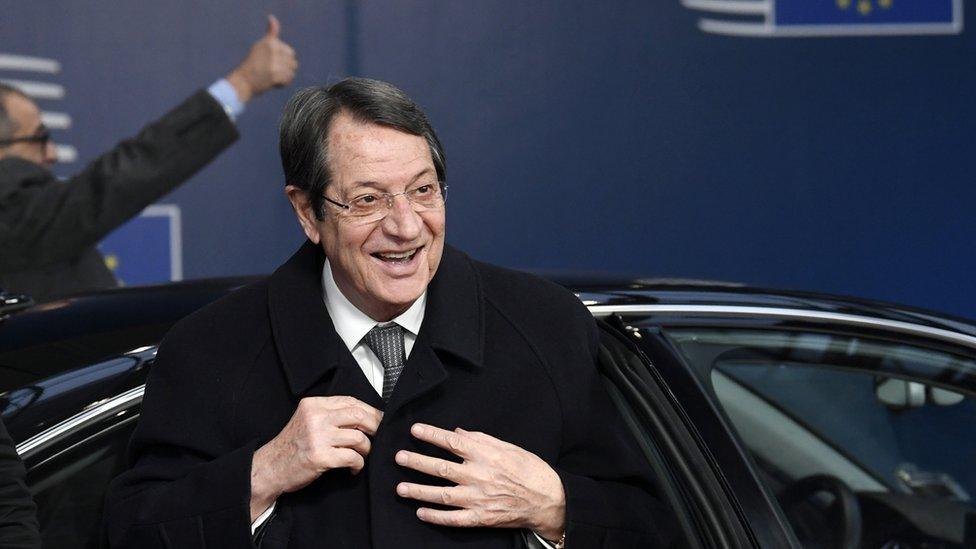 Cypriot President Nicos Anastasiades arrives for an EU summit