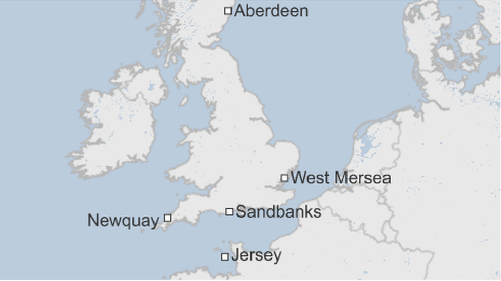 Map of the beach incidents August 2016