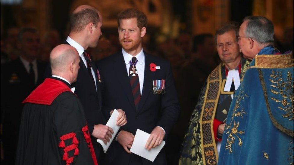 Princes William and Harry at Westminster Abbey