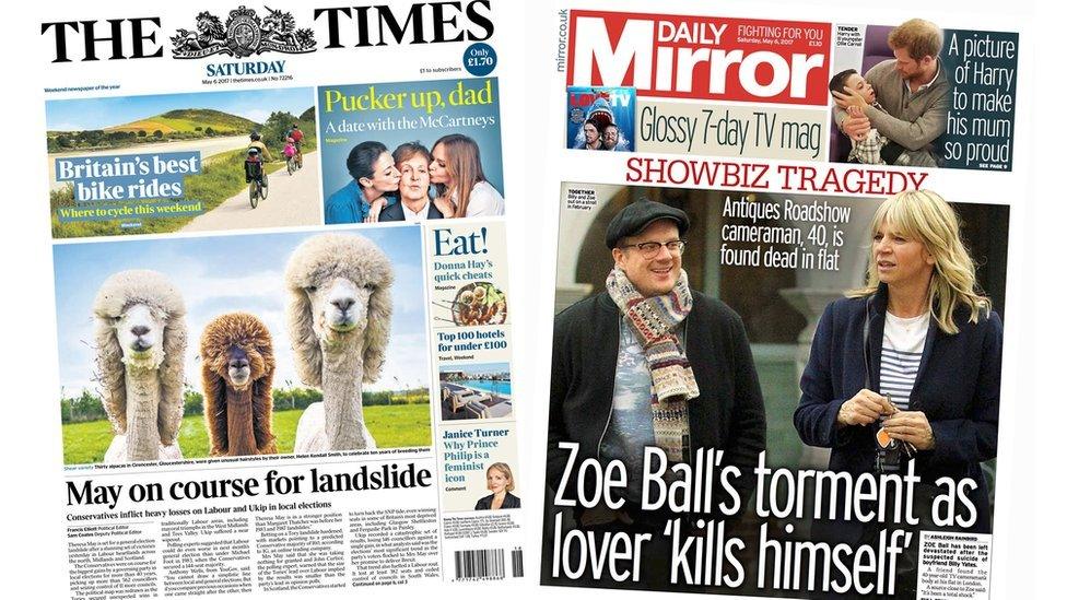 Times and Mirror front pages