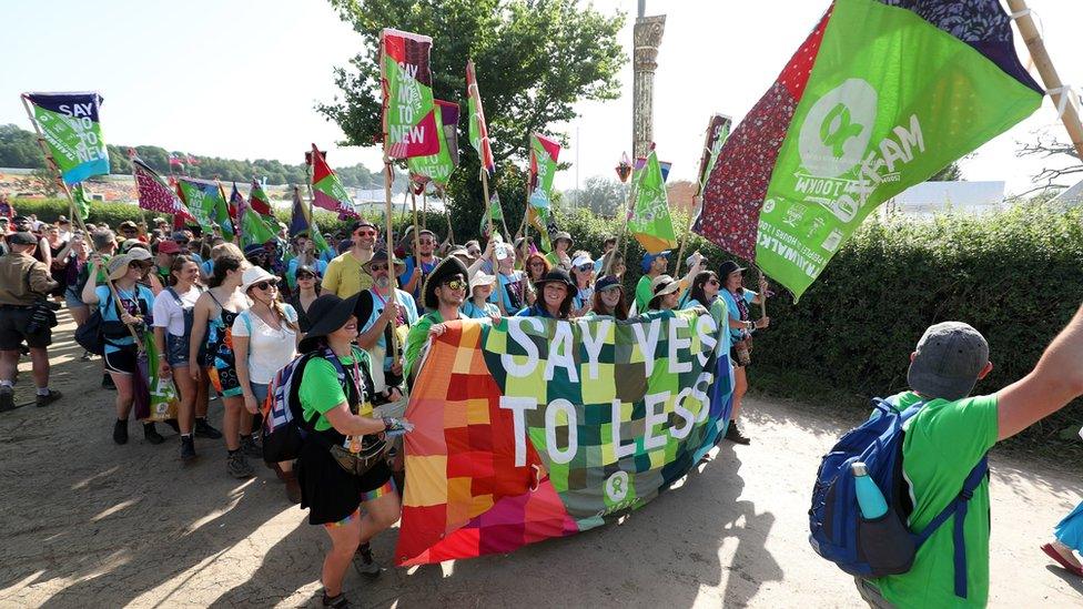 Extinction Rebellion march at Glastonbury Festival