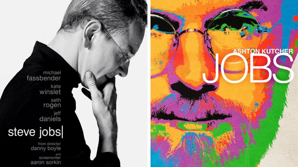 Film posters for Jobs and Steve Jobs