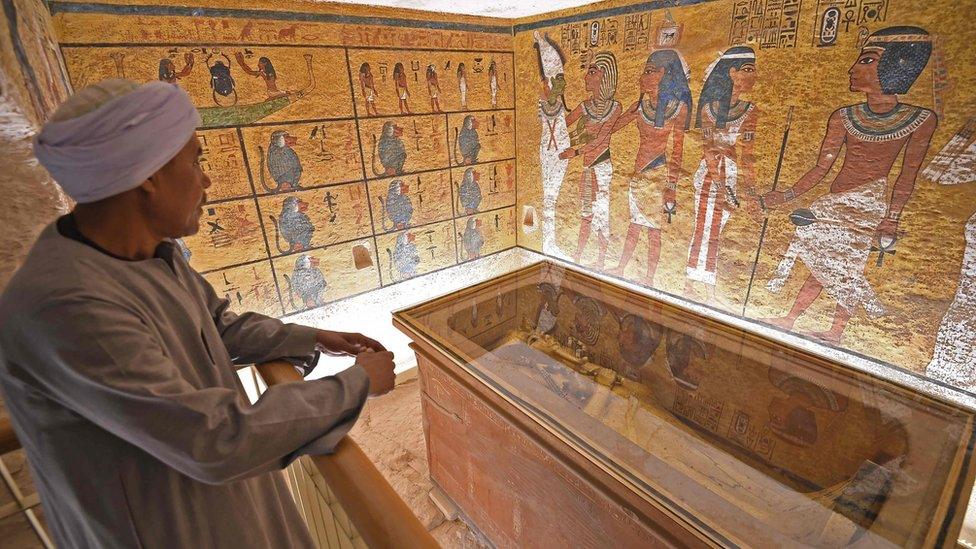 An Egyptian man looks at the newly restored tomb of King Tutankhamun in the Valley of the Kings, Egypt (31 January 2019)