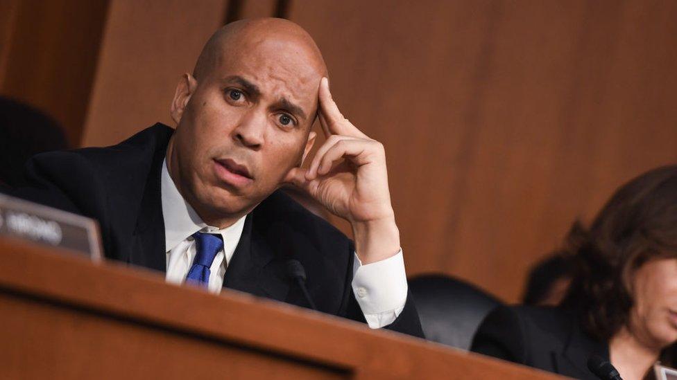 Democrat Cory Booker looking bewildered