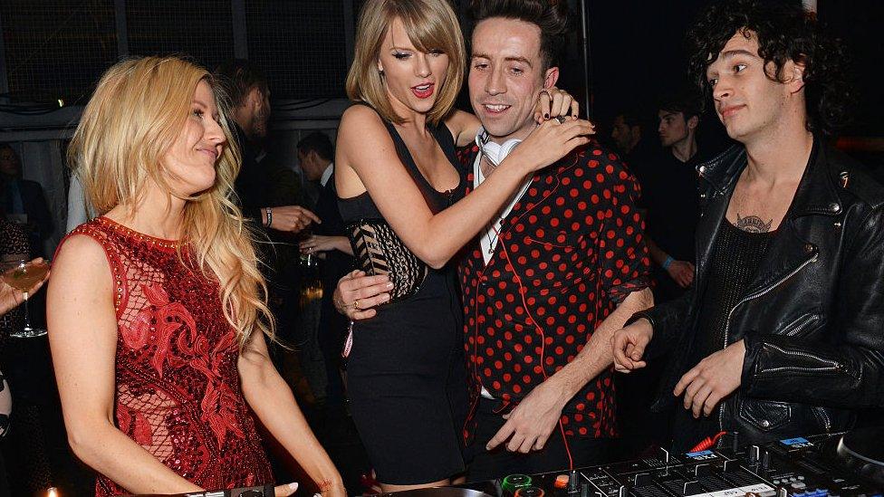 Taylor and Matt Healey have been friends for a while, pictured here at a party in 2015 alongside Ellie Goulding and former Radio 1 Breakfast Show host Nick Grimshaw