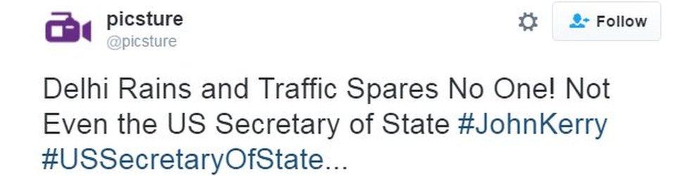 Delhi Rains and Traffic Spares No One! Not Even the US Secretary of State #JohnKerry #USSecretaryOfState...