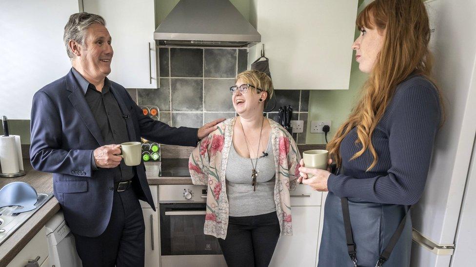 Keir Starmer in a Selby kitchen