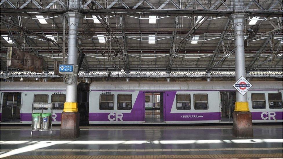 A deserted view of Chhatrapati Shivaji Maharaj railway terminus in Mumbai