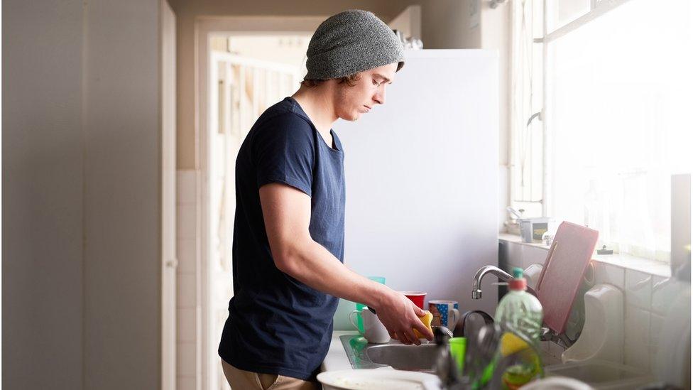 Young man living alone