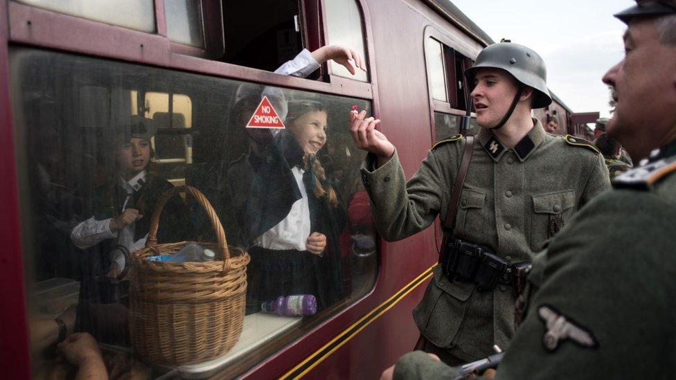 Re-enactors dressed as German soldiers