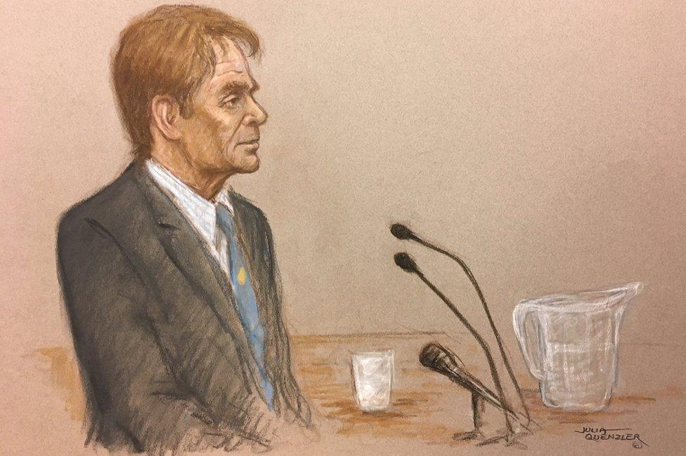 Sir Cliff Richard giving evidence at the High Court on 13 April 2018