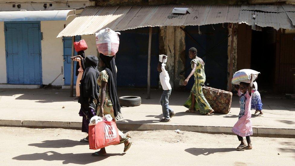 Gambian refugees return to Banjul, Gambia, 21 January