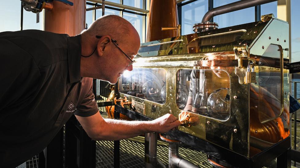 Senior distillery operator Neil Carlton at the Clydeside Distillery