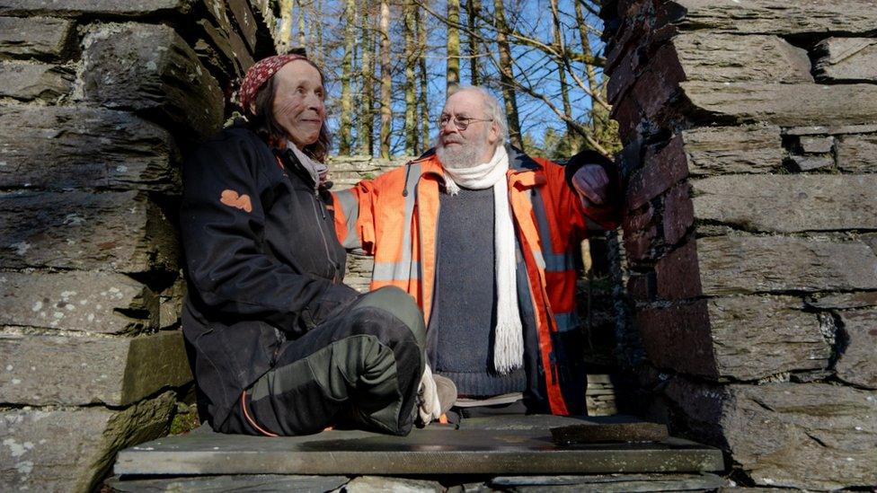 Sarah Samson and Steve Watkins at the chapel near Machynlleth.