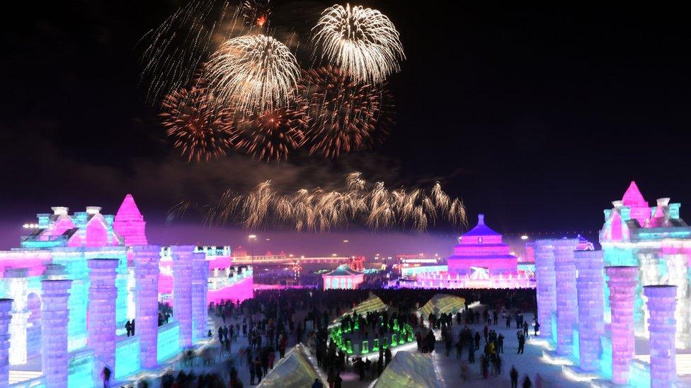 Fireworks celebrating the start of the festival