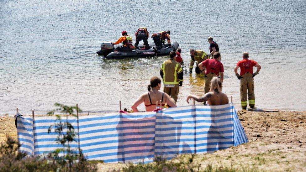 Emergency crews at Bawsey Pits