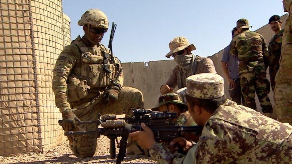 US troops train Afghan soldiers in Helmand, Afghanistan. Photo: July 2016