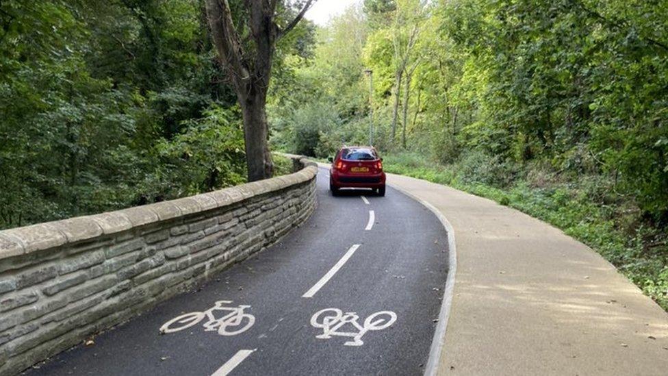 Car on the cycle path