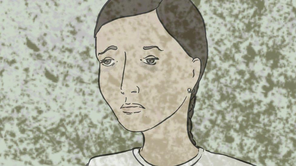 Illustration of a girl fading into the background