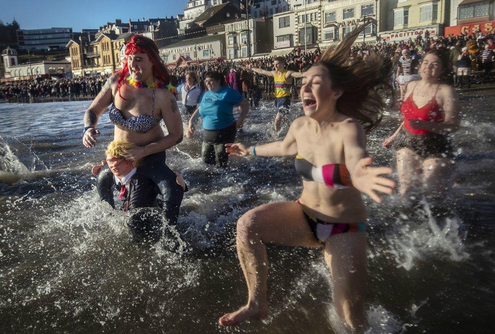 New Year's Day dippers at Scarborough