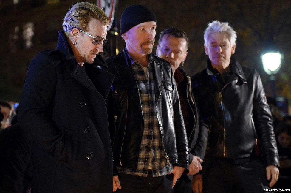 Bono, The Edge, Larry Mullen Jr and Adam Clayton from U2