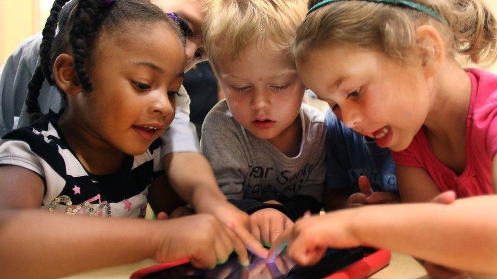 Children playing an online game