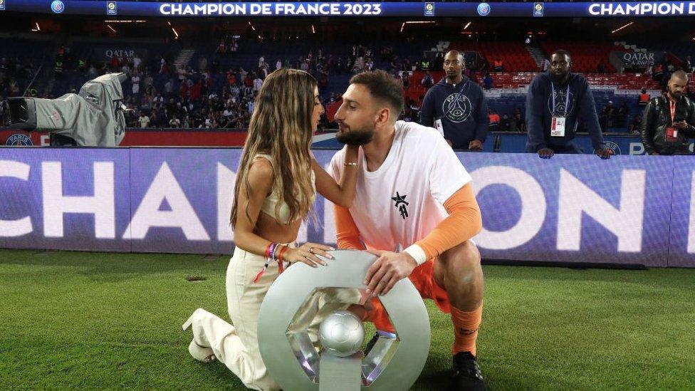 Last month Gianluigi Donnarumma celebrated PSG's title victory with his partner in Paris