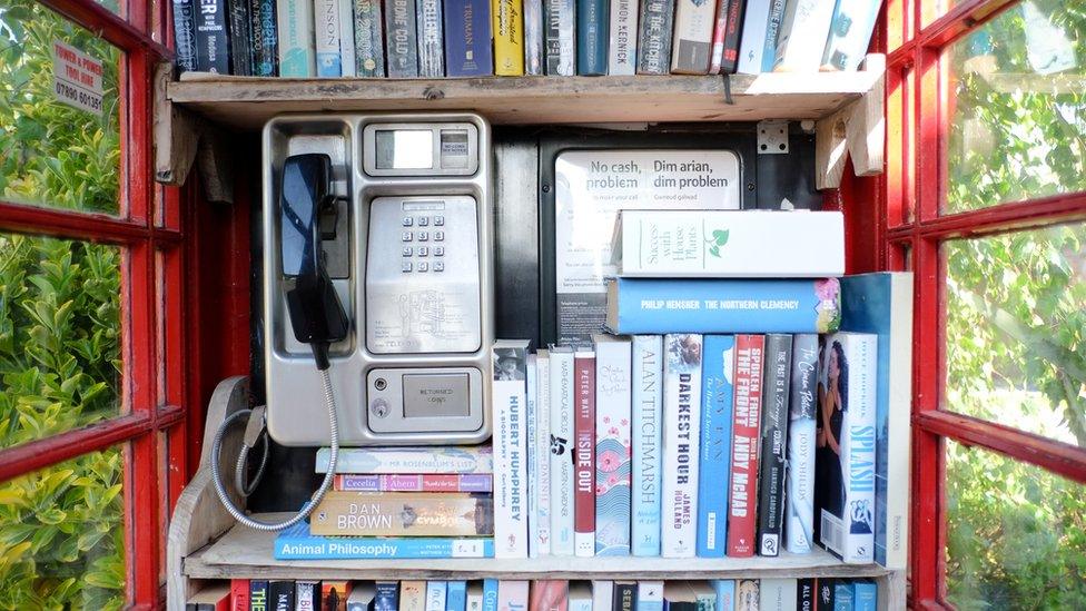 Inside a phone box library