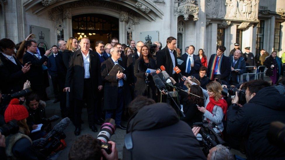 Gina Miller talking to the media outside the Supreme Court