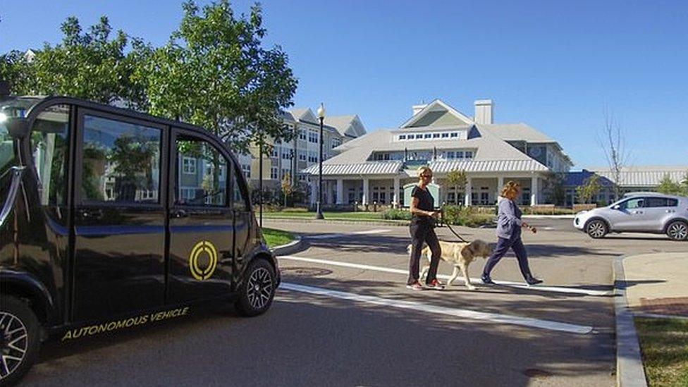 Promotional image of driverless shuttle