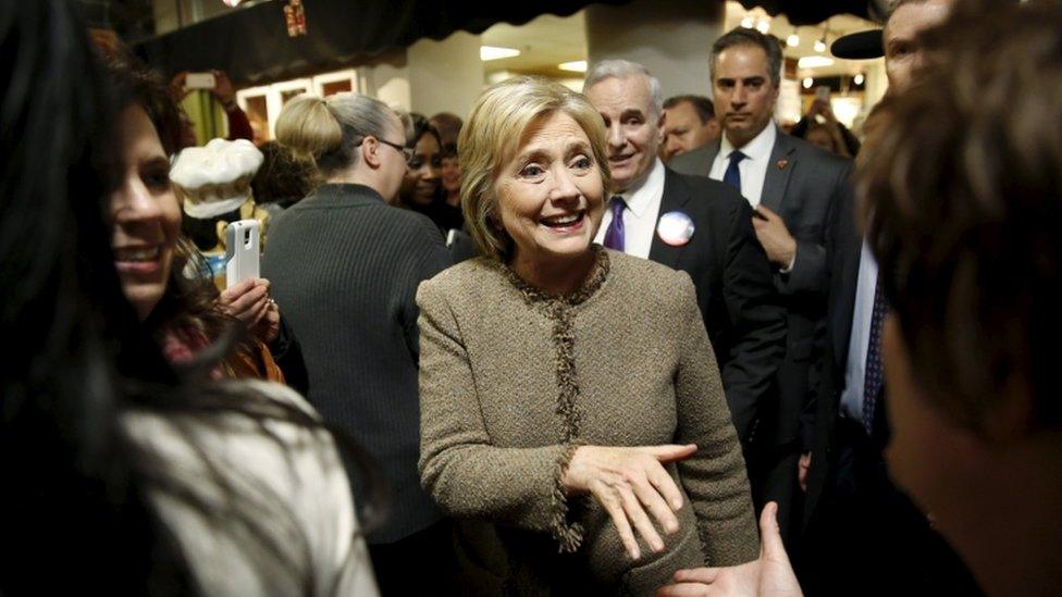 Hillary Clinton on the campaign trail in Minneapolis, 1 March