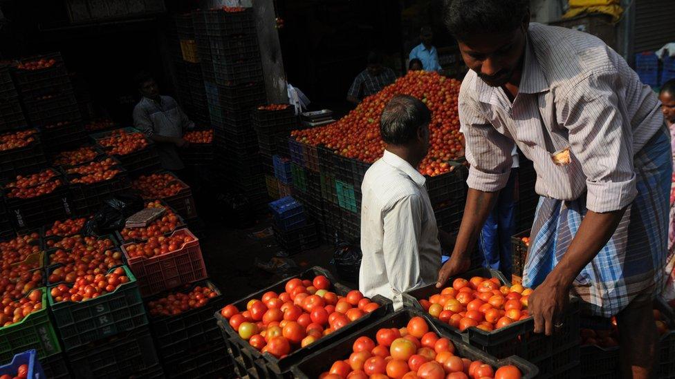 Tomatoes at a market