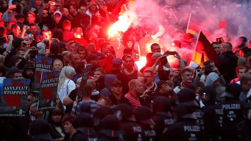 Right-wing demonstrators in Chemnitz, 27 August