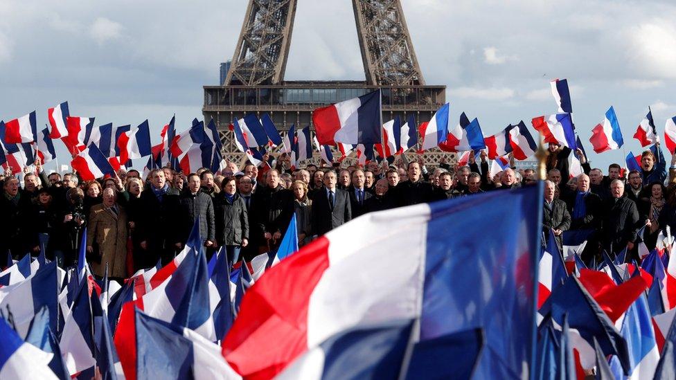 Francois Fillon's rally at the Trocadero in Paris