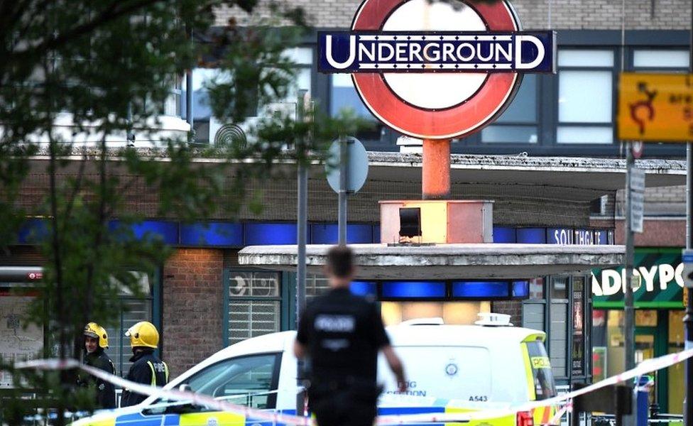 Emergency services outside Tube station