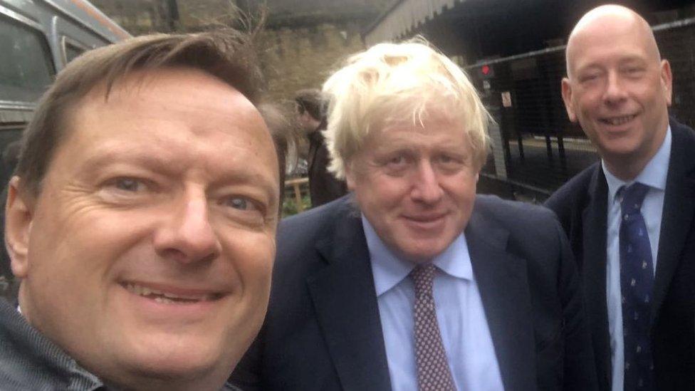 Colne Valley MP Jason McCartney, left, with Dewsbury MP Mark Eastwood, right, pictured with Prime Minister Boris