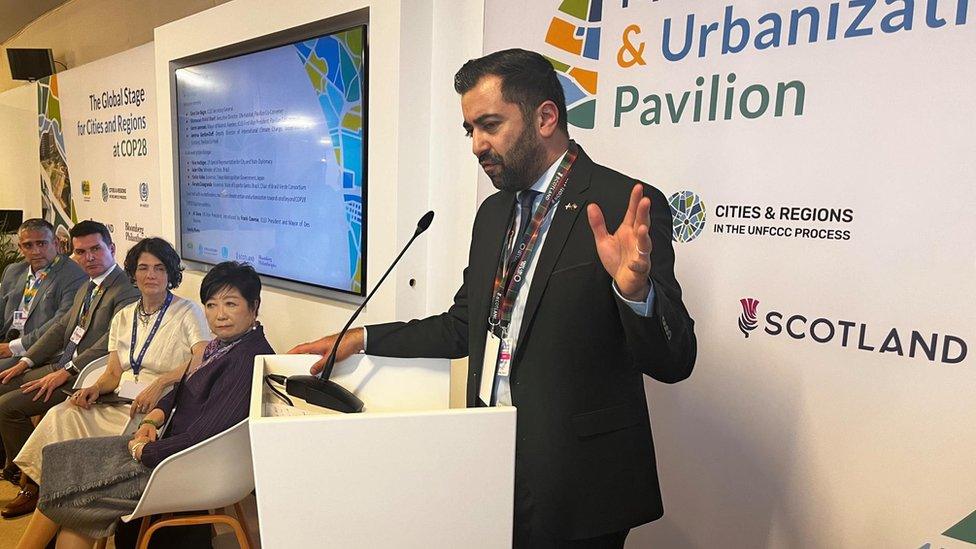 Humza Yousaf in the blue zone at COP28