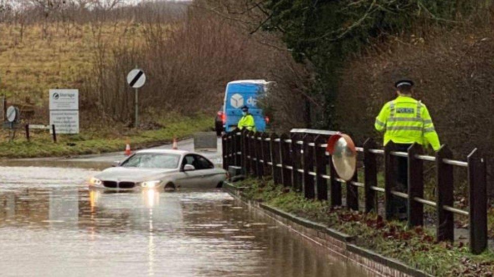 Car stuck in flood