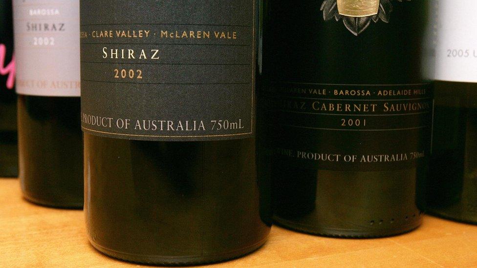 Bottles of Australian wine