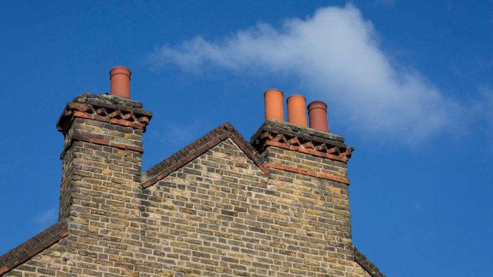 Chimney and wall of a house in south London, February 2019