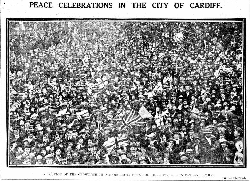 Armistice Day celebrations in 1918 in Cardiff