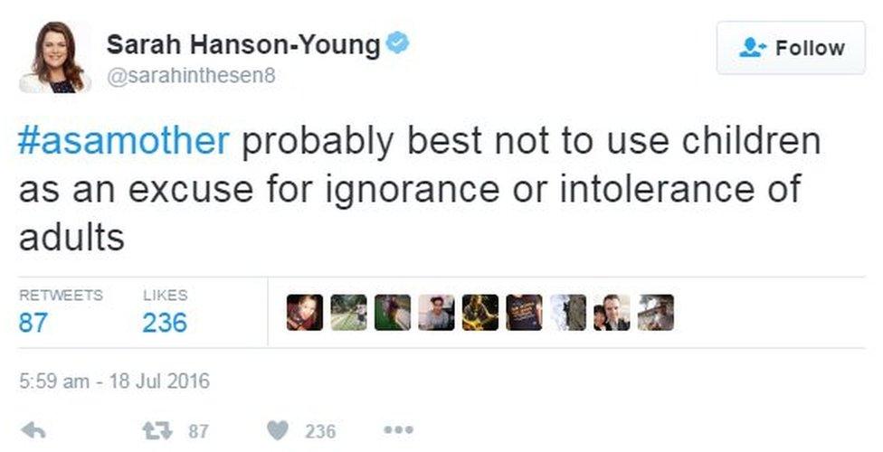 @sarahinthesen8 tweets: asamother probably best not to use children as an excuse for ignorance and intolerance of adults