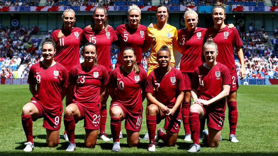 The England team before a friendly